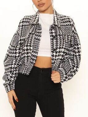 Houndstooth Cropped Jacket